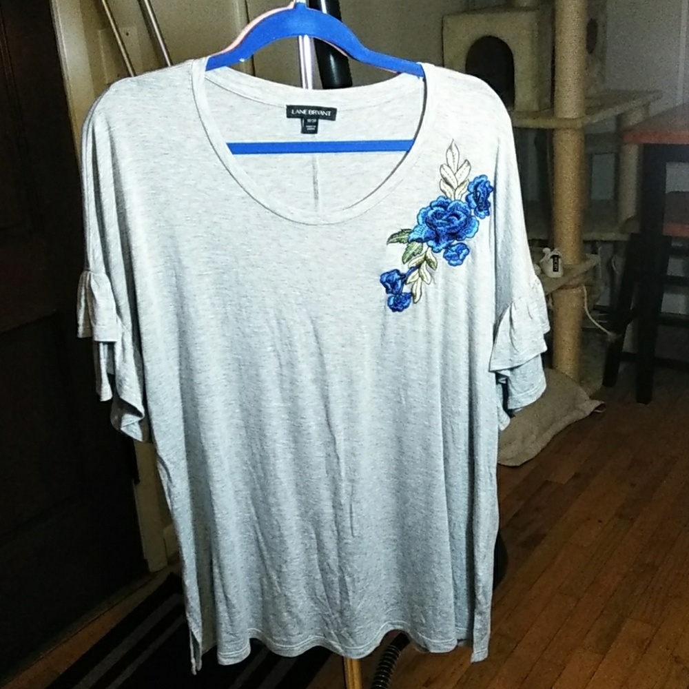 Grey Ruffled Sleeve Shirt